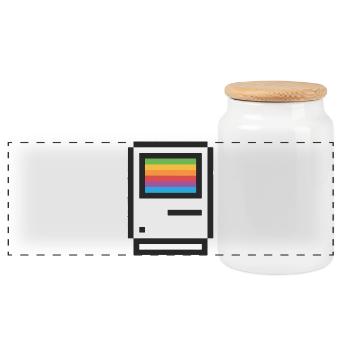 Conception de t-shirt rétro dégradé arc-en-ciel - Boîte à biscuits avec couvercle en bois - blanc - Devant