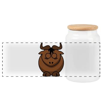Braunbock Face Design - Panoramic Cookie Jar with Wooden Lid - white - Front