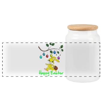 Easter Easter, happy easter, easter bunny, happy easter - Panoramic Cookie Jar with Wooden Lid - white - Front