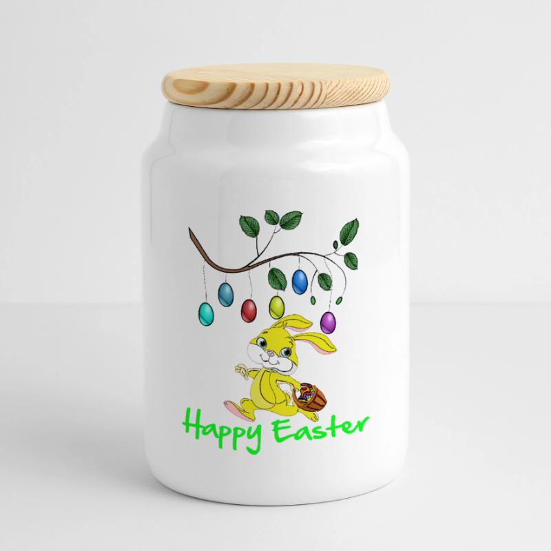 Easter Easter, happy easter, easter bunny, happy easter Panoramic Cookie Jar with Wooden Lid