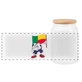 Bénin tamponnant Football - Boîte à biscuits avec couvercle en bois - blanc - Devant