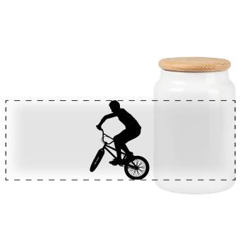 BMX - Boîte à biscuits avec couvercle en bois - blanc - Devant