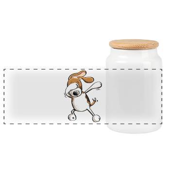 Drôle Dab danse Beagle - Chien - BD - Cadeau - Boîte à biscuits avec couvercle en bois - blanc - Devant