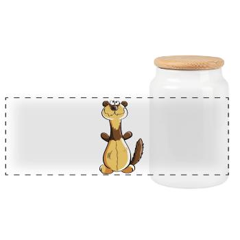 Naughty Ferret Comic - Cadeau - Polecat - Boîte à biscuits avec couvercle en bois - blanc - Devant