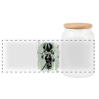robo metal green - Panoramic Cookie Jar with Wooden Lid - white - Front