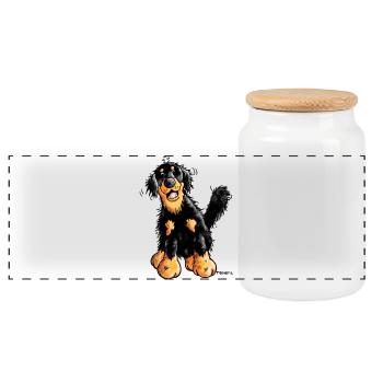 Hovawart - Hovi - Hund - Panorama Keksdose mit Holzdeckel - Weiß - Vorne
