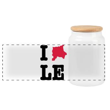 I Love Leipzig (I heart LE) - City Outline - Boîte à biscuits avec couvercle en bois - blanc - Devant