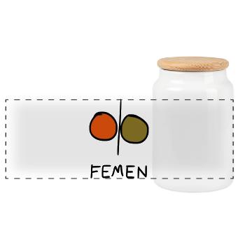 femen- symbol - Panorama Keksdose mit Holzdeckel - Weiß - Vorne