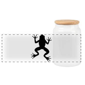 Frog toad tree frog silhouette - Panoramic Cookie Jar with Wooden Lid - white - Front