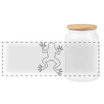 Frog toad tree frog silhouette - Panoramic Cookie Jar with Wooden Lid - white - Front