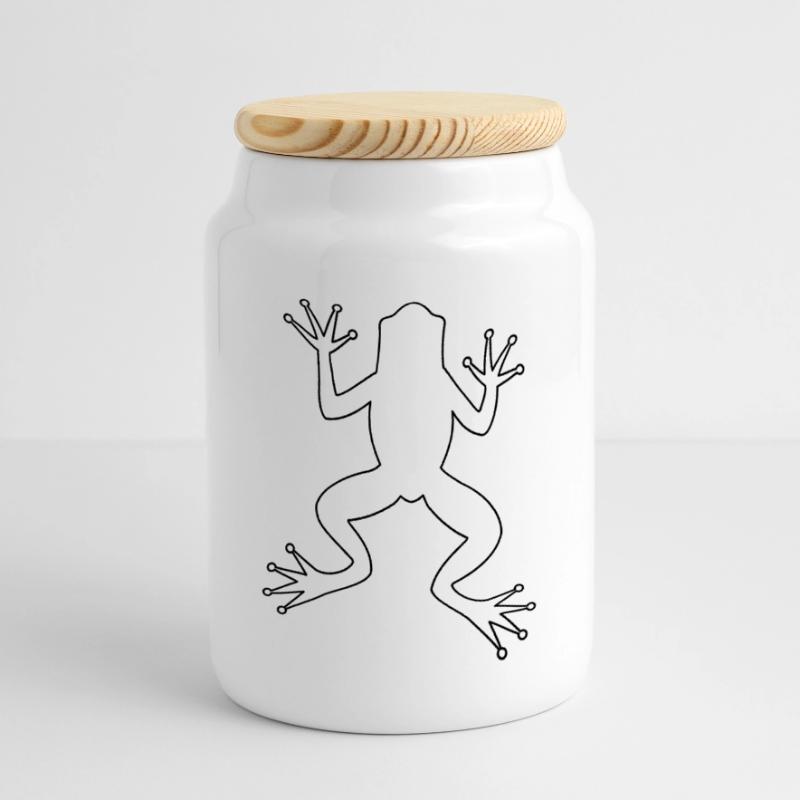 Frog toad tree frog silhouette Panoramic Cookie Jar with Wooden Lid