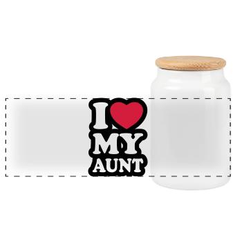 I love my aunt - Ich liebe meine Tante - Panorama Keksdose mit Holzdeckel - Weiß - Vorne