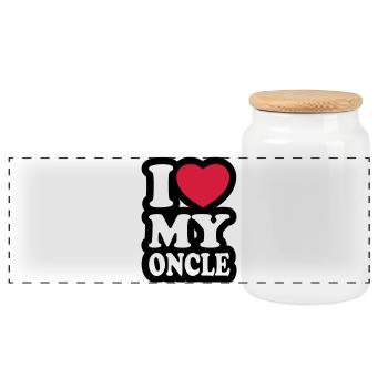 I love my oncle - Panoramic Cookie Jar with Wooden Lid - white - Front
