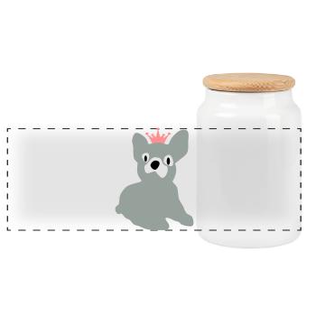chien - Boîte à biscuits avec couvercle en bois - blanc - Devant
