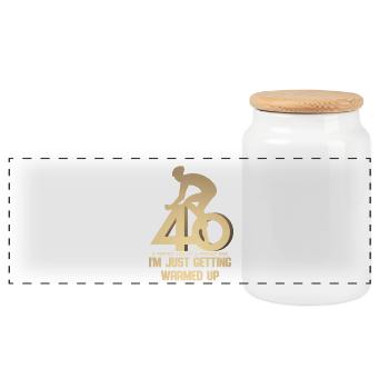 40th birthday cyclist - Panoramic Cookie Jar with Wooden Lid - white - Front