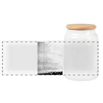 Regen auf Glas Monochrom - Panorama Keksdose mit Holzdeckel - Weiß - Vorne