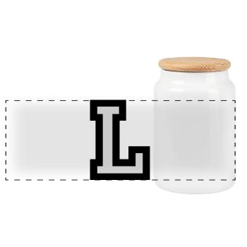 Letter L two-color - Panoramic Cookie Jar with Wooden Lid - white - Front