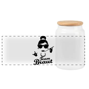 Chemises de l’équipe de mariage Équipe de la mariée - Boîte à biscuits avec couvercle en bois - blanc - Devant