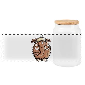 Géant Mammoth - Eléphant - Boîte à biscuits avec couvercle en bois - blanc - Devant