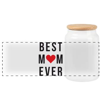 Best Mom Ever - Panorama Keksdose mit Holzdeckel - Weiß - Vorne