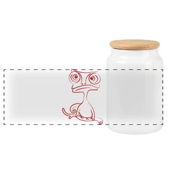 caméléon - Boîte à biscuits avec couvercle en bois - blanc - Devant