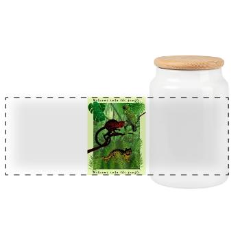 Jungle Mania - Boîte à biscuits avec couvercle en bois - blanc - Devant