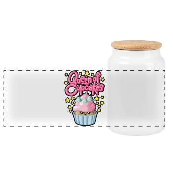 Queen of cupcakes - Panorama Keksdose mit Holzdeckel - Weiß - Vorne