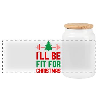 I'll Be Fit For Christmas Fitness Workout Training - Panoramic Cookie Jar with Wooden Lid - white - Front