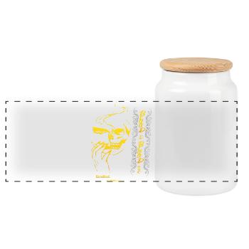 Skull skull Skull - Panoramic Cookie Jar with Wooden Lid - white - Front