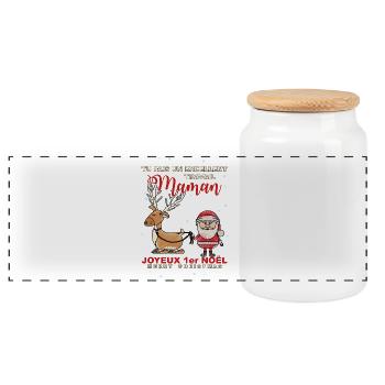 1er noel - Boîte à biscuits avec couvercle en bois - blanc - Devant