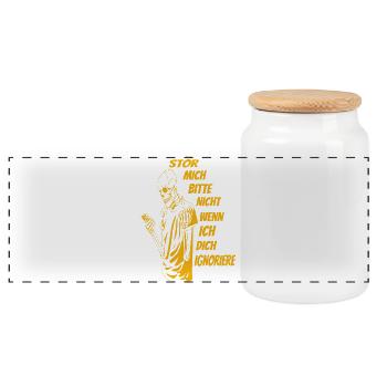 Do not disturb - Panoramic Cookie Jar with Wooden Lid - white - Front