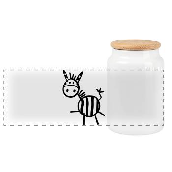 Funny Zebra - Panorama Keksdose mit Holzdeckel - Weiß - Vorne