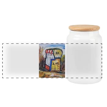 EC Holiday I Beach Basket I North Sea I Baltic Sea I Sea - Panoramic Cookie Jar with Wooden Lid - white - Front