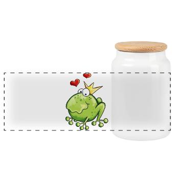 Frog In Love - Frogs - Heart - Panoramic Cookie Jar with Wooden Lid - white - Front