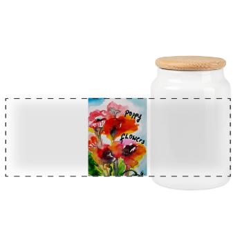 EG Fleurs I Coquelicots I Fleurs de pavot - Boîte à biscuits avec couvercle en bois - blanc - Devant