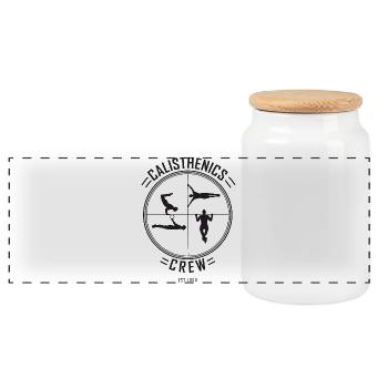 Calisthenics Crew Street Workout - Panoramic Cookie Jar with Wooden Lid - white - Front