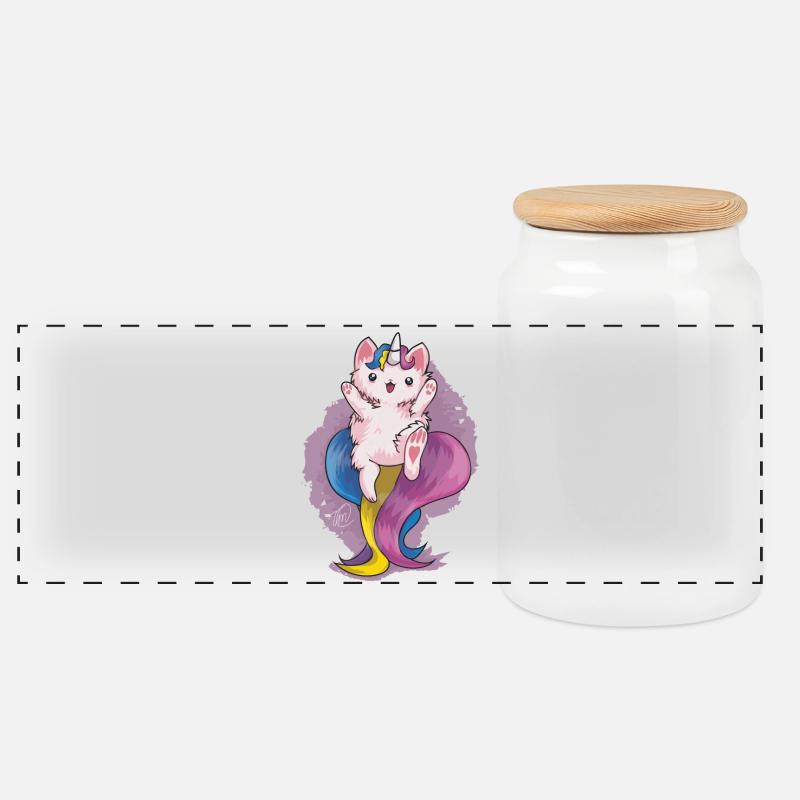 Kitty Katacorn est heureuse - Boîte à biscuits avec couvercle en bois - blanc
