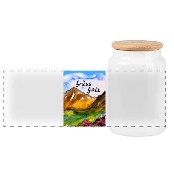 EG Berge I Grüss Gott I wandern hiking I Aquarell - Panorama Keksdose mit Holzdeckel - Weiß - Vorne