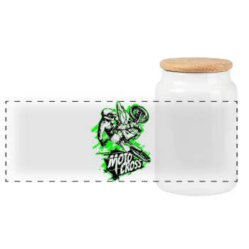 Motocross - Panoramic Cookie Jar with Wooden Lid - white - Front