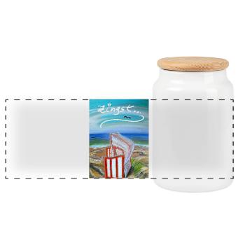 EG Meer I Strandkorb I Zingst I Ostsee l Bild - Panorama Keksdose mit Holzdeckel - Weiß - Vorne