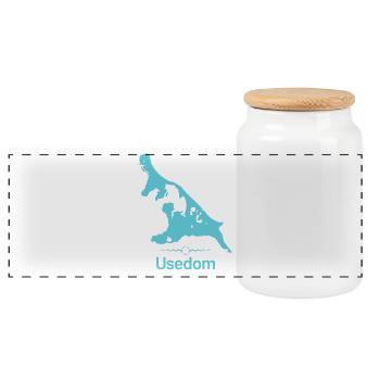 Usedom | Design map - Panoramic Cookie Jar with Wooden Lid - white - Front