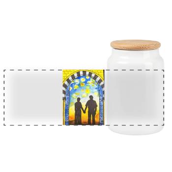 EG lucky charms I couples I people I vacation - Panoramic Cookie Jar with Wooden Lid - white - Front