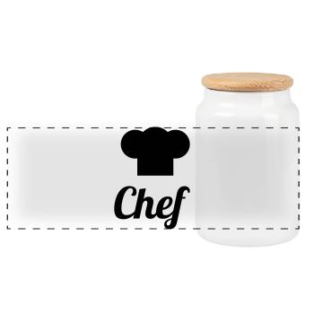 Cuisinier - Cuisine - Chef - Boîte à biscuits avec couvercle en bois - blanc - Devant