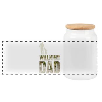 The walking dad - Panoramic Cookie Jar with Wooden Lid - white - Front
