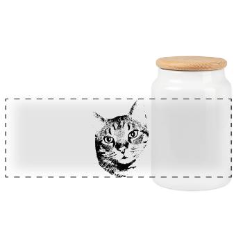Chat Chat Chat Chat Chemise Cadeau - Boîte à biscuits avec couvercle en bois - blanc - Devant