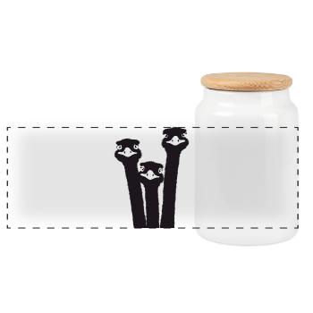 Nandu, tête d’autruche, émeu, autruche - Boîte à biscuits avec couvercle en bois - blanc - Devant