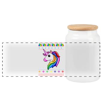 Noël licorne - Boîte à biscuits avec couvercle en bois - blanc - Devant