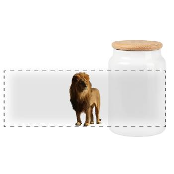 Lion - Boîte à biscuits avec couvercle en bois - blanc - Devant
