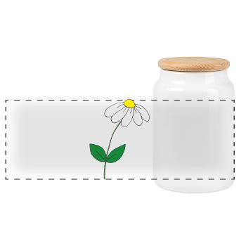 sweet daisy - Panoramic Cookie Jar with Wooden Lid - white - Front