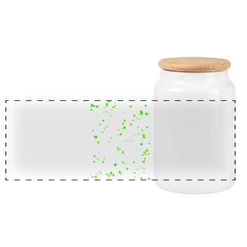 Neon green paint splashes - Panoramic Cookie Jar with Wooden Lid - white - Front